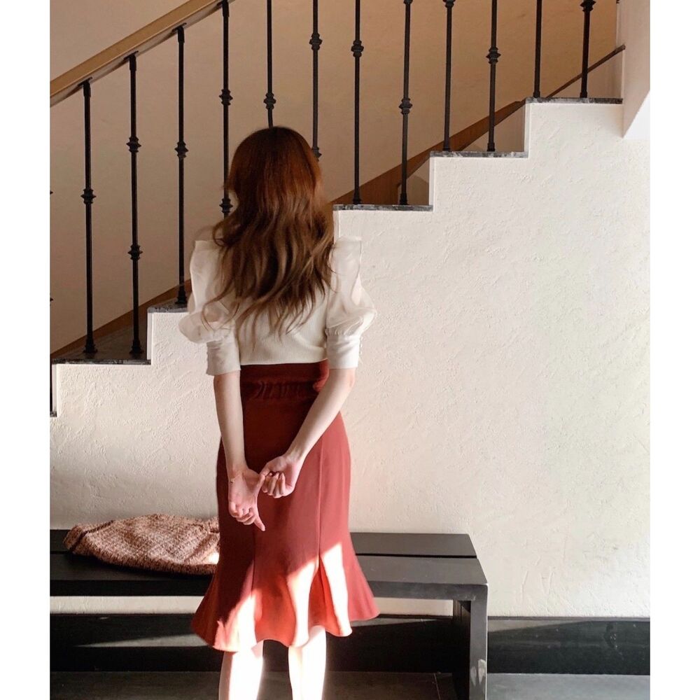 Japan Fashion High Waisted Burgundy Skirt Size Small